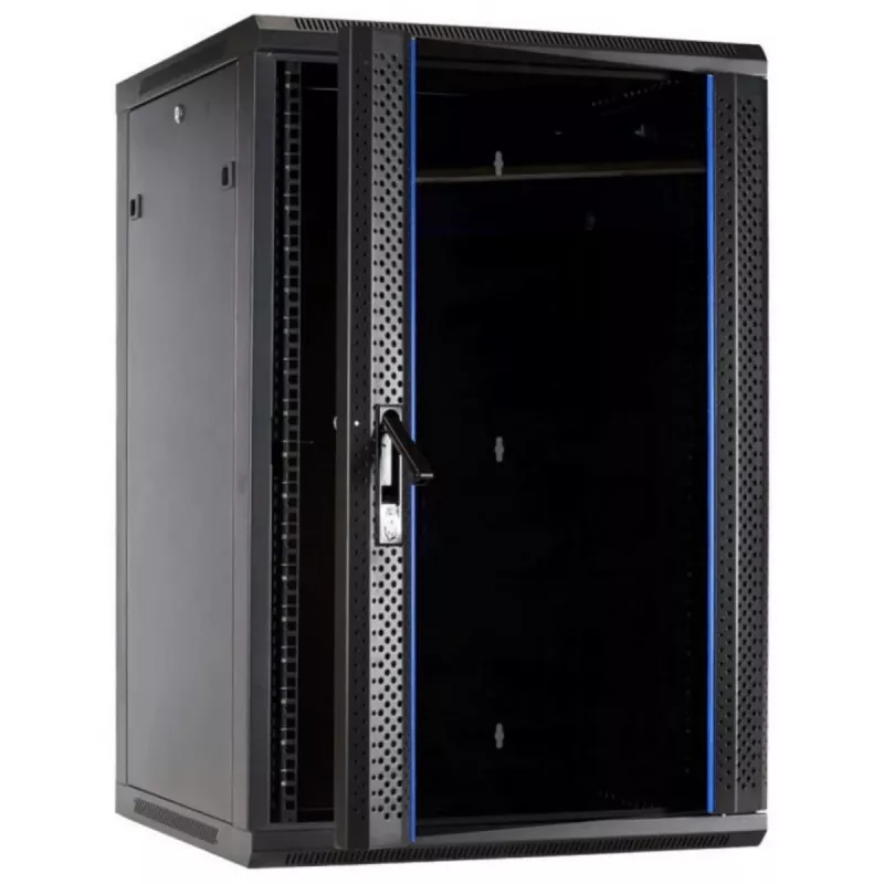 DSIT 27U wandmontage-serverkast met glazen deur, 600x600x1300 mm, zwart