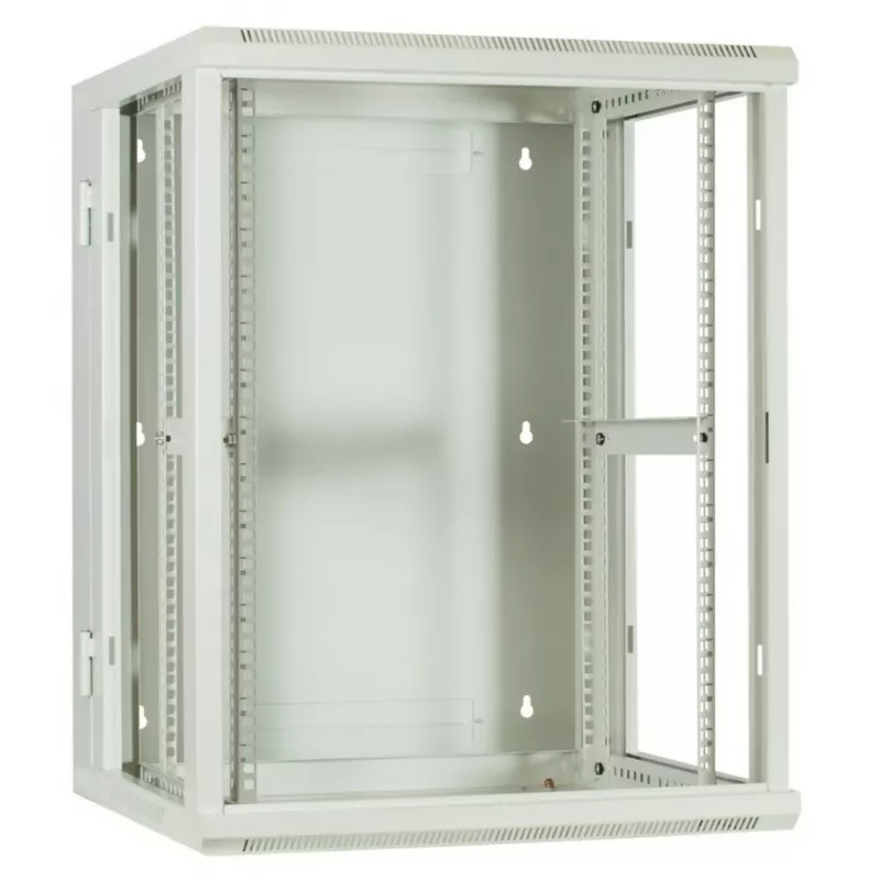 DSIT DS6615W-DOUBLE 6U omkeerbare wandmontage serverkast met gehard glazen deur, wit (600x450x370 mm)