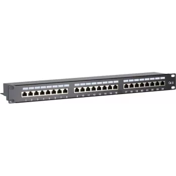 DSIT CAT 6 FTP netwerk-patchpanel 19 inch 24-poorts 1U LSA staalplaat DS-Patch6-24FTP