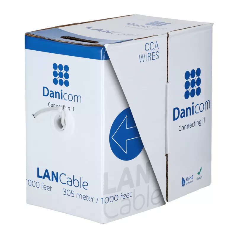 DSIT CAT5e U/UTP netwerkkabel, 26/7 AWG, flexibel, 305 m, grijs, CCA