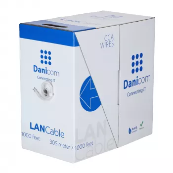 DSIT CAT6 S/FTP netwerk-installatiekabel met massieve geleider, 305m, grijs