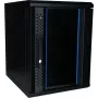 DSIT 9U 10 inch wandmontage-serverrack met glazen deur, 370x450x486 mm, zwart