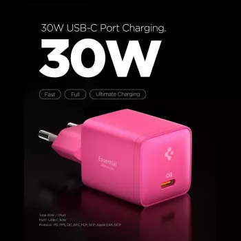 SPIGEN EE301EU-GAN Essential 1-poorts netlader 30W roze