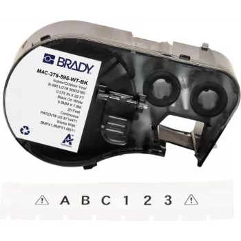 BRADY BMP41/BMP51/BMP53/M511 etikettencartridge, PermaSleeve krimpkous van polyolefine, 38,1 mm x 2,44 m, wit met zwarte opdruk, 3:1 krimpverhouding, B-427