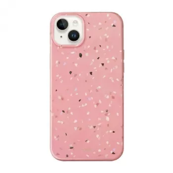 UNIQ Coehl Terrazzo hoes voor iPhone 14 Plus / 15 Plus, koraalroze