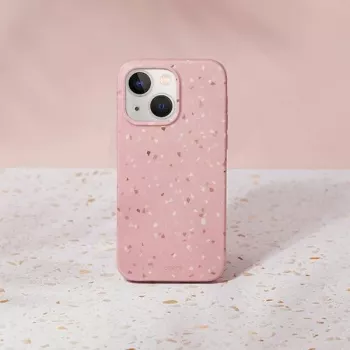 UNIQ Coehl Terrazzo hoes voor iPhone 14 Plus / 15 Plus, koraalroze