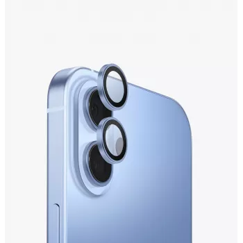 UNIQ Optix aluminium cameralensbeschermer met applicator voor Apple iPhone 17, Blauw