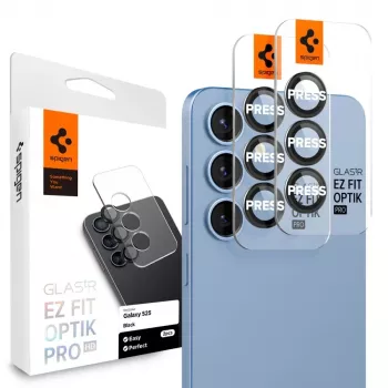 Spigen Optik Pro Glas.tR EZ Fit camera-bescherming 2-pack voor Samsung Galaxy S25 - zwart