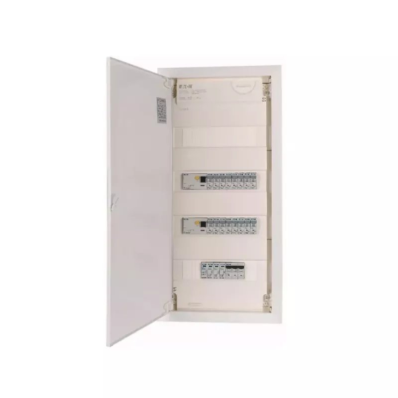 EATON KLV-PW-48-1PXL-1SPD-2PXF-16PLI 4-rijige voorbedrade verdeelplaat, 48 modules, IP30, wit