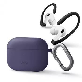 UNIQ Nexo siliconenhoes met oorbuigjes voor Apple AirPods Pro 2e generatie (2022/2023) - vijgenpaars