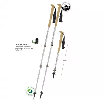 Komperdell Explorer Zero Cork telescoop-trekkingstokken, 3-delig aluminium 7075-T6, Powerlock 3.0, kurkgreep, Vario-platen