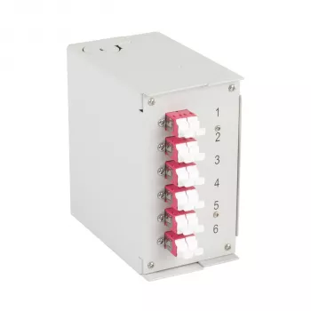 EFB DIN-rail verdeelbox OM4, 12x LC-pigtail, 6x LC-duplex koppeling, lichtgrijs