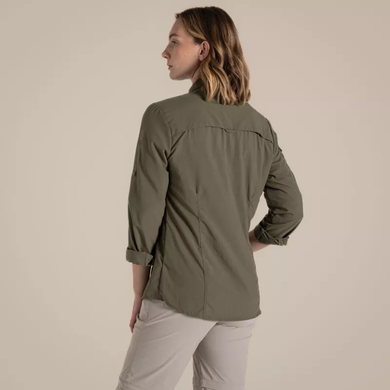 Craghoppers dames NosiLife Adventure langarmhemd III - Wild Olive - XL