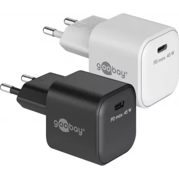 GOOBAY 45 W USB-C PD GaN Nano snellader (wit)