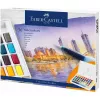 Faber-Castell Creative Studio aquarelverfset, 36 kleuren in vaste napjes met penseel en spons, mengpalet in het deksel, studentenkwaliteit, transparant, navulbaar, draagbare kunststofdoos