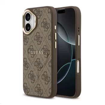 Guess Apple iPhone 17 PU-leer 4G gouden rand MagSafe hoes bruin
