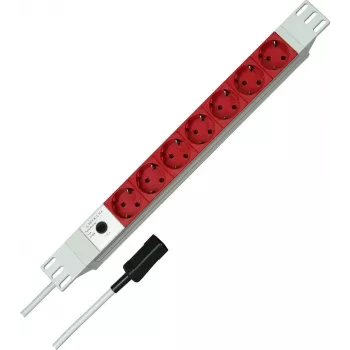 Kopp 19 inch 7-voudige aluminium PDU stekkerdoos met IEC C14-ingang, 1U rackmontage, 16 A, Schuko-stopcontacten