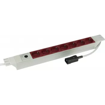 Kopp 19 inch 7-voudige aluminium PDU stekkerdoos met IEC C14-ingang, 1U rackmontage, 16 A, Schuko-stopcontacten