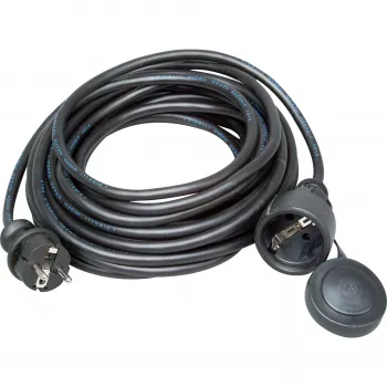 Kopp rubber veiligheidsverlengkabel, randaardestekker/contactdoos, 10 m, H05RR-F 3G1.5, IP44, zwart (147310042)