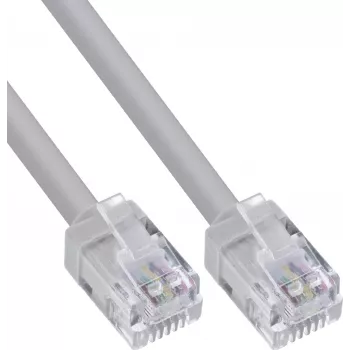InLine modulaire ronde kabel RJ12, stekker-stekker, 6P6C, 2m, grijs