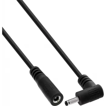 InLine® DC-verlengkabel, haakse stekker, 3,5 x 1,35 mm, zwart, 5 m