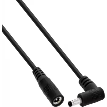 InLine® DC-verlengkabel, haakse stekker, 4,0 x 1,7 mm, zwart, 1 m