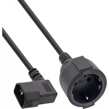 InLine® netkabel-adapter, IEC C14 met schroefdraad naar Schuko-stopcontact, 3m, zwart