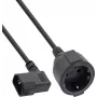 InLine® netkabel-adapter, IEC C14 met schroefdraad naar Schuko-stopcontact, 3m, zwart