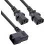 InLine® voeding-Y-kabel, koudapparaat, 1x IEC-C14 haaks naar 2x IEC-C13, 1,8 m