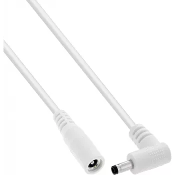 InLine® DC-verlengkabel, haakse stekker, 4,0 x 1,7 mm, wit, 1 m