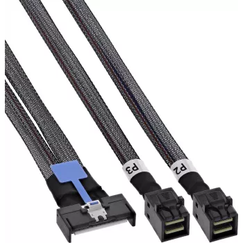InLine® MCIO-kabel, MCIO x8 naar 2x MiniSAS-HD SFF-8643, 1 m