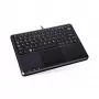 Perixx PERIBOARD-510 H PLUS UK mini-USB-toetsenbord met touchpad en 2-poorts USB-hub, zwart