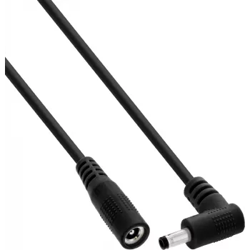 InLine® DC-verlengkabel, haakse stekker, 4,0 x 1,7 mm, zwart, 2 m