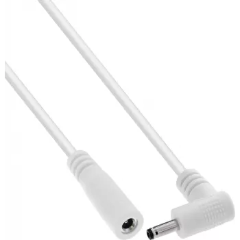 InLine® DC-verlengkabel, haakse stekker, 3,5 x 1,35 mm, wit, 1 m