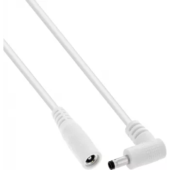 InLine® DC-verlengkabel, haakse stekker, 4,0 x 1,7 mm, wit, 2 m
