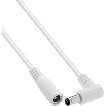 InLine® DC-verlengkabel, haakse stekker, 5,5 x 2,1 mm, wit, 5 m
