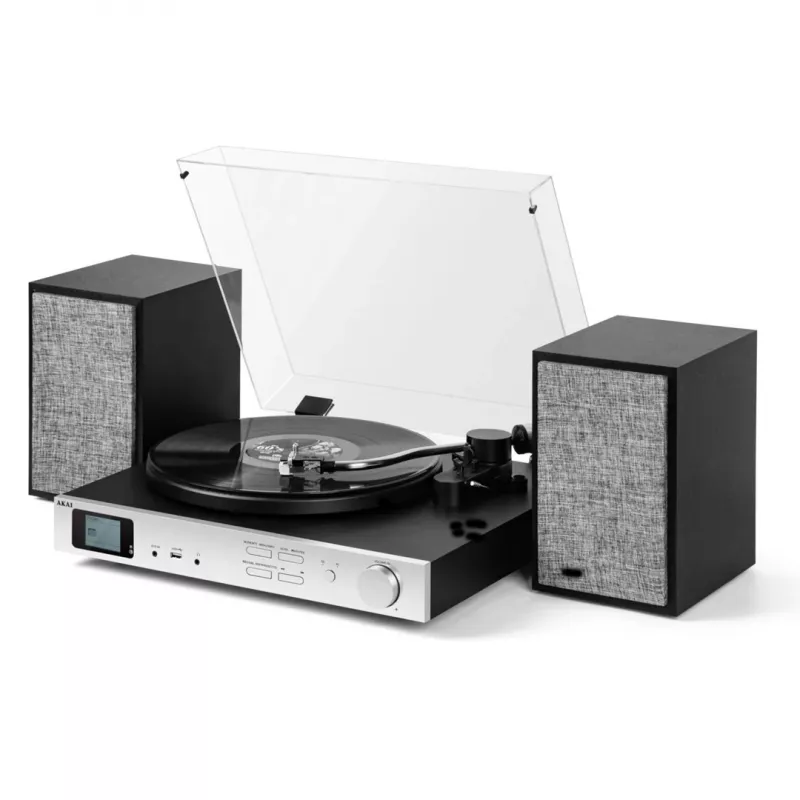 AKAI ATT-500SP platenspeler met riemaandrijving, externe luidsprekers, Bluetooth, USB-opname, zwart