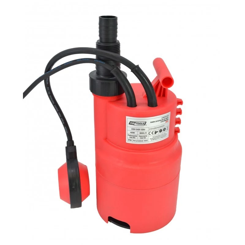 AWTOOLS AW85000 dompelpomp 250W 5000L/h 6m opvoerhoogte IPX8 automatische vlotter schoon water