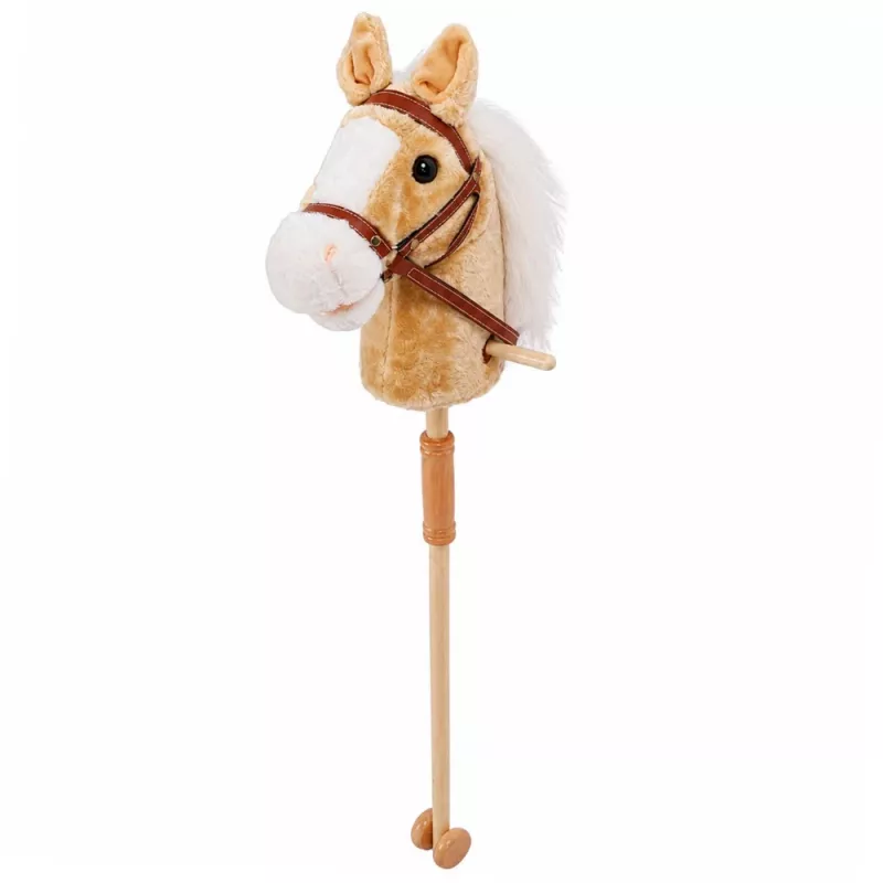 LEAN TOYS stokpaard met galop- en hinnikgeluiden, beige, 100 cm