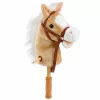 LEAN TOYS stokpaard met galop- en hinnikgeluiden, beige, 100 cm