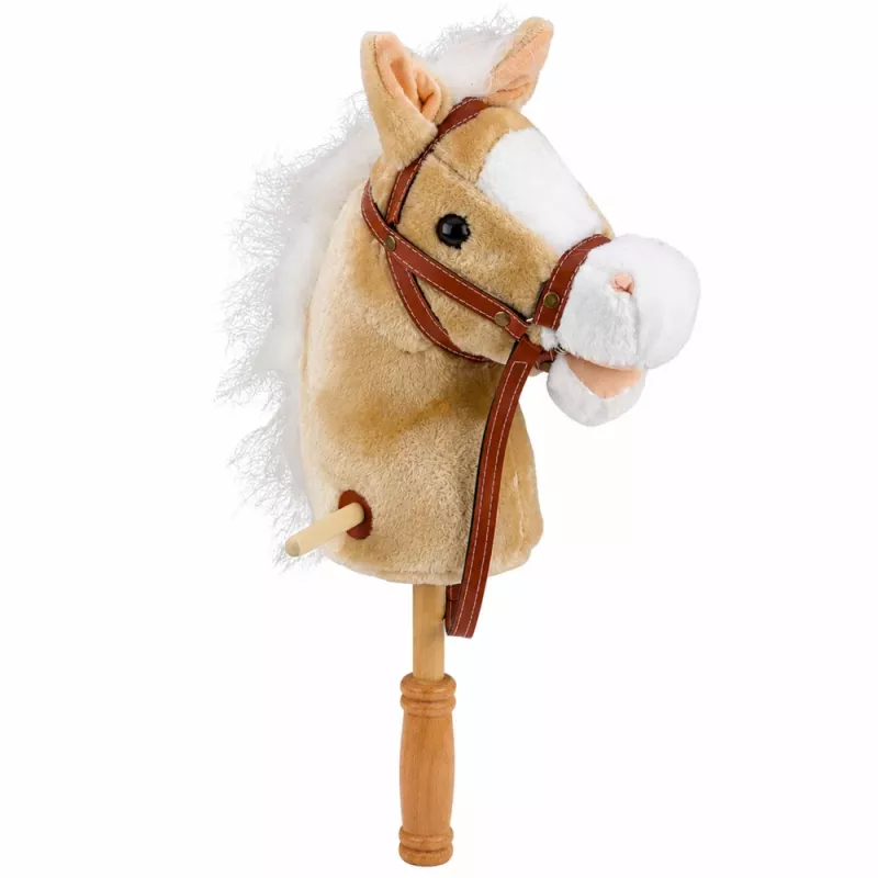 LEAN TOYS stokpaard met galop- en hinnikgeluiden, beige, 100 cm