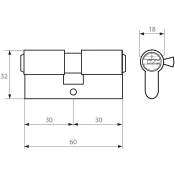 PSG 63.63030.MC Euro-profiel dubbelcilinder, messing, zwart, 30/30 mm