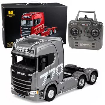 HUINA 32329 Scania 1:18 6-kanaals RC trekker met oplegger grijs zilver