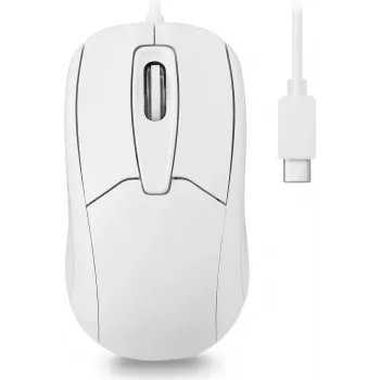 Perixx PERIMICE-209 C W bedrade USB-C optische muis, 1000 DPI, 3 knoppen, scrollwiel, dubbelhandig, wit