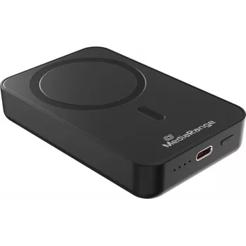 MEDIARANGE magnetische draadloze powerbank 10.000mAh 15W MagSafe-compatibel snelladen met USB-C PD 20W & USB-A QC 3.0, zwart