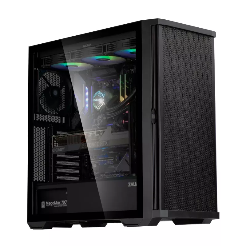 Zalman Z10 ATX mid-tower behuizing, zwart, gehard glas, 4x ARGB-ventilator
