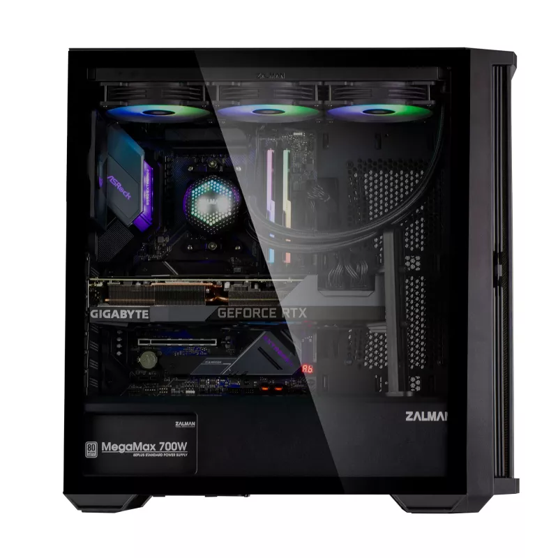 Zalman Z10 ATX mid-tower behuizing, zwart, gehard glas, 4x ARGB-ventilator