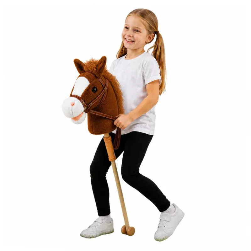 LEAN TOYS stokpaard met galop- en hinnikgeluiden, bruin, 100 cm