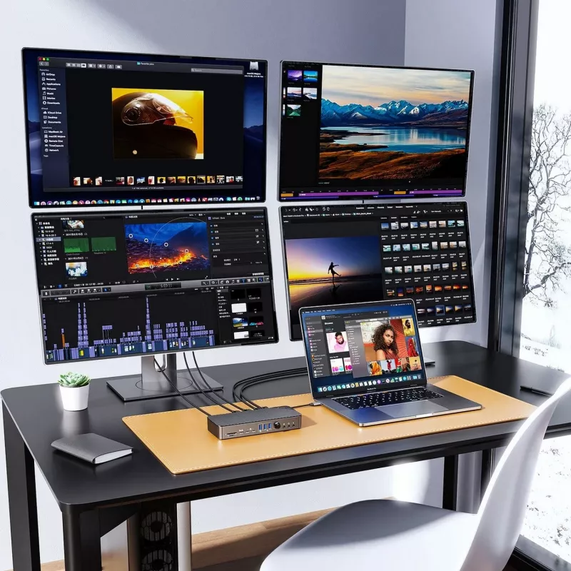 ORICO DKA22-V1-EU-BK-EP USB-C 10Gbps DisplayLink dockingstation met 4x 4K@60Hz displays en 60W Power Delivery