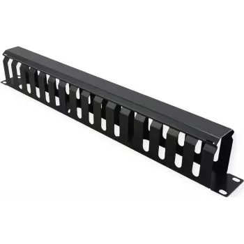 VALUE 26.99.0305 19 inch 1U frontplaat met kabelgoot 40x60 mm, zwart RAL 9005